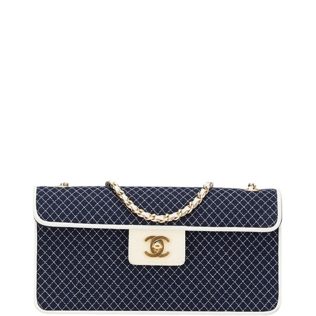 CHANEL COCO MARK QUILTED CHAIN MINI SHOULDER BAG: Chanel Coco Mark Quilted Chain Mini Shoulder Bag Brand: Chanel Type/Style: Shoulder bag Material: Canvas , Patent leather Color: Navy, White Size: Size (HxWxD) 12cm x 23cm x 5cm / 4.72'' x