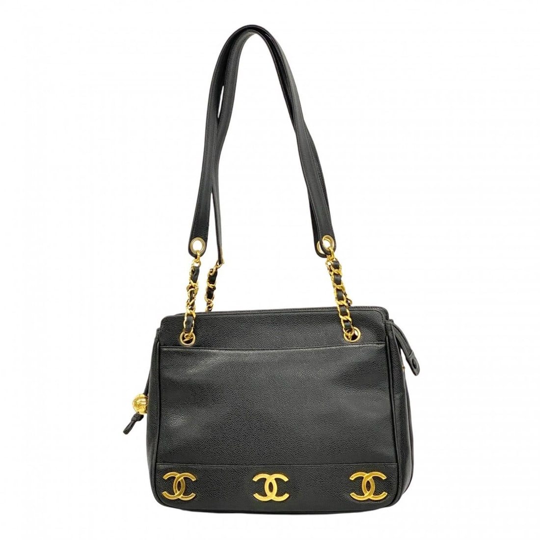 CHANEL TRIPLE COCO CHAIN SHOULDER BAG IN CAVIARSKIN BLACK (1 of 10)