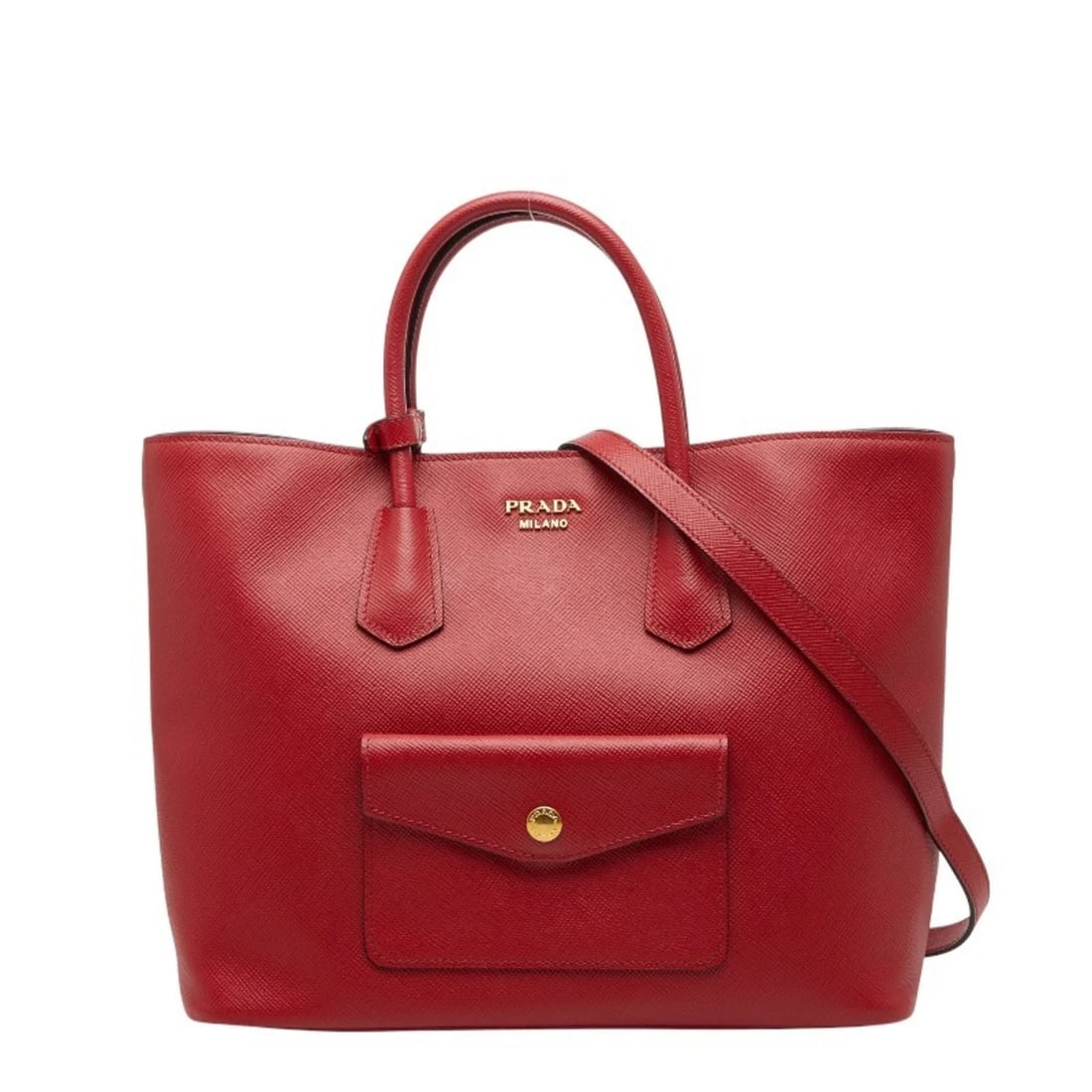 PRADA 2-WAY HANDBAG/SHOULDER BAG IN RED LEATHER (1 of 9)