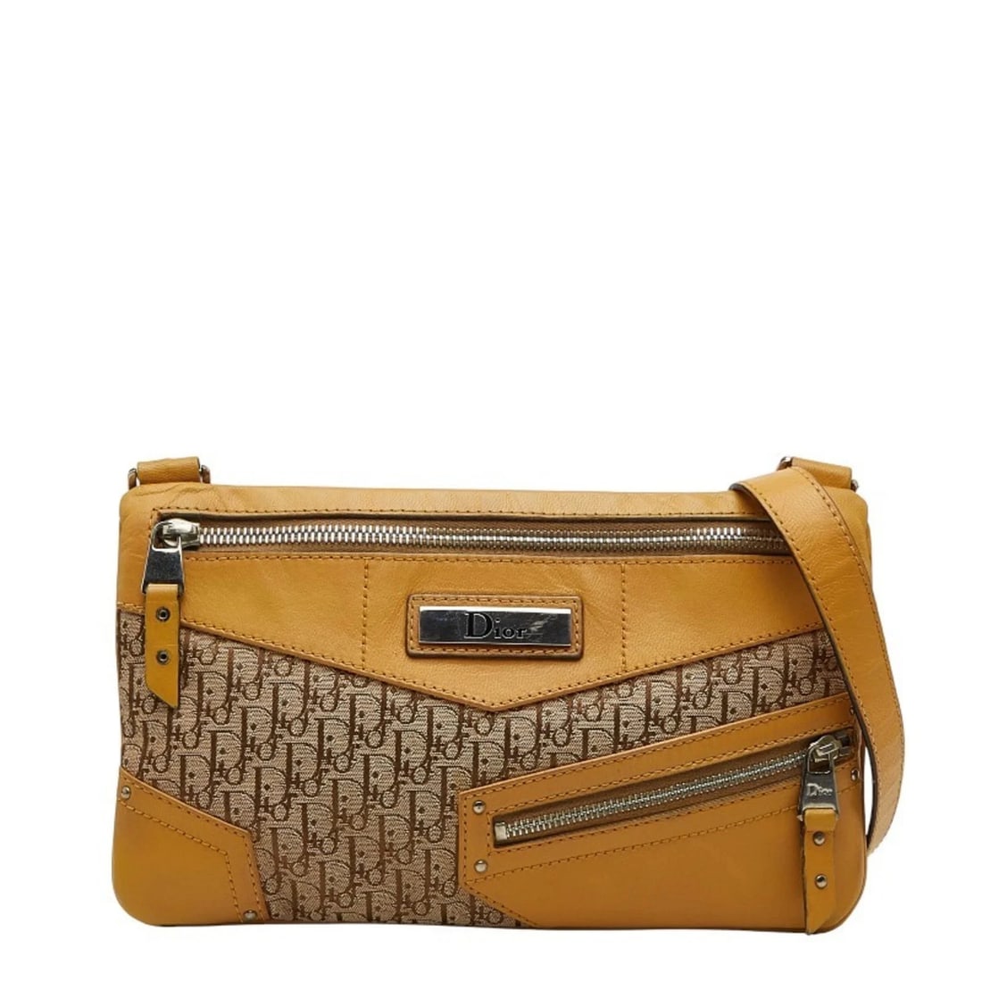 CHRISTIAN DIOR DIOR TROTTER CROSSBODY SHOULDER BAG: Christian Dior Dior Trotter Crossbody Shoulder Bag Brand: Christian Dior Type/Style: Shoulder bag Material: Canvas , Leather Color: Beige, Yellow Size: Size (HxWxD) 14.5cm x 24cm x 1cm / 5.7'' x 9