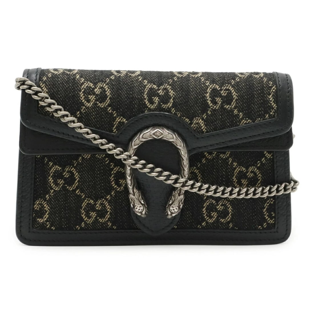 GUCCI DIONYSUS GG DENIM SUPER CHAIN BAG SHOULDER CLUTCH: GUCCI Dionysus GG Denim Super Chain Bag Shoulder Clutch Brand: Gucci Type/Style: Shoulder bag Material: Denim Color: Black Size: Size (HxWxD) 11cm x 16.5cm x 4cm / 4.33'' x 6.49'' x 1.57'' Access