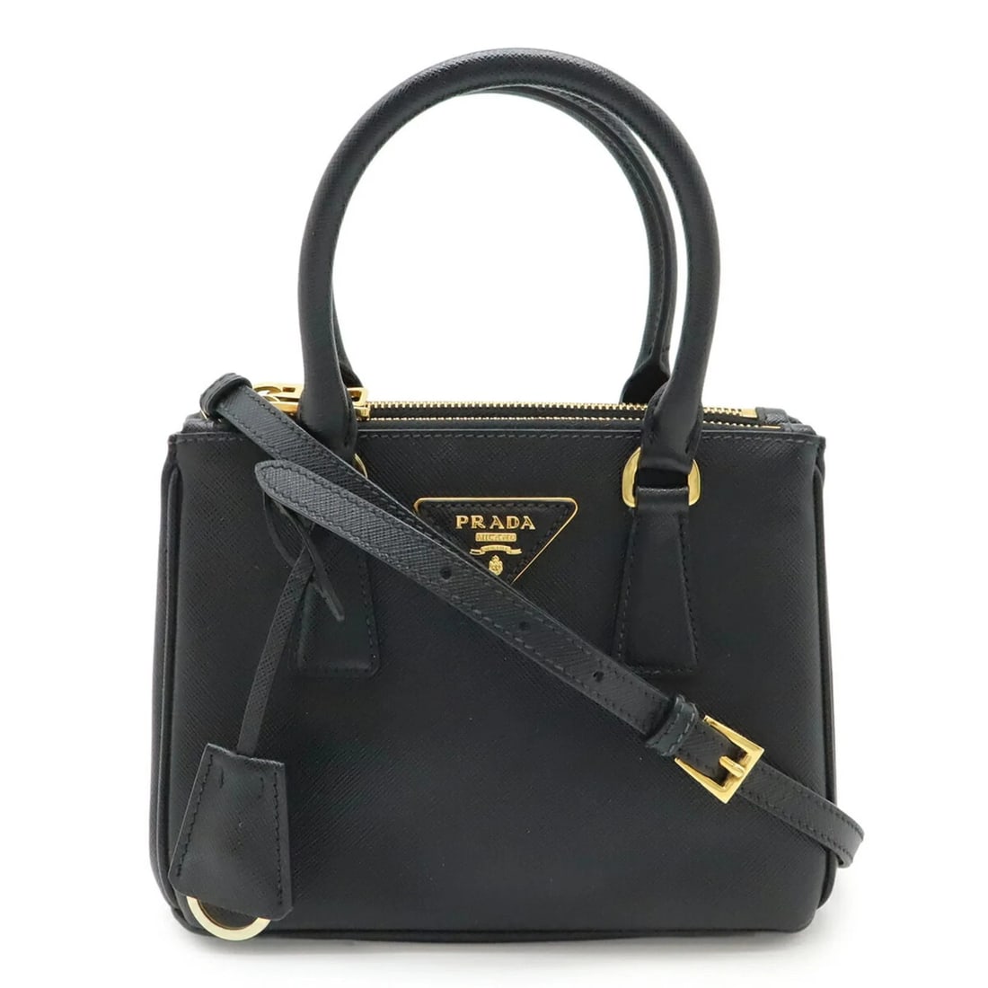PRADA GALLERIA SAFFIANO HANDBAG/SHOULDER BAG LEATHER: PRADA Galleria Saffiano Handbag/Shoulder Bag Leather Brand: Prada Type/Style: Handbag, Shoulder bag Material: Leather Color: Black, Nero Size: Size (HxWxD) 16cm x 20.5cm x 10cm / 6.29'' x