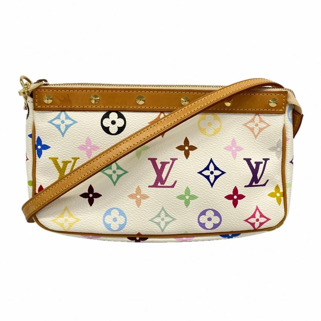 LOUIS VUITTON MONOGRAM MULTICOLORE POCHETTE ACCESSOIRES: Louis Vuitton Monogram Multicolore Pochette Accessoires Brand: Louis Vuitton Type/Style: Pouch Material: Monogram Color: Blanc Size: Size (HxWxD) 12.5cm x 21cm x 4cm / 4.92'' x 8.26'' x 1.57''