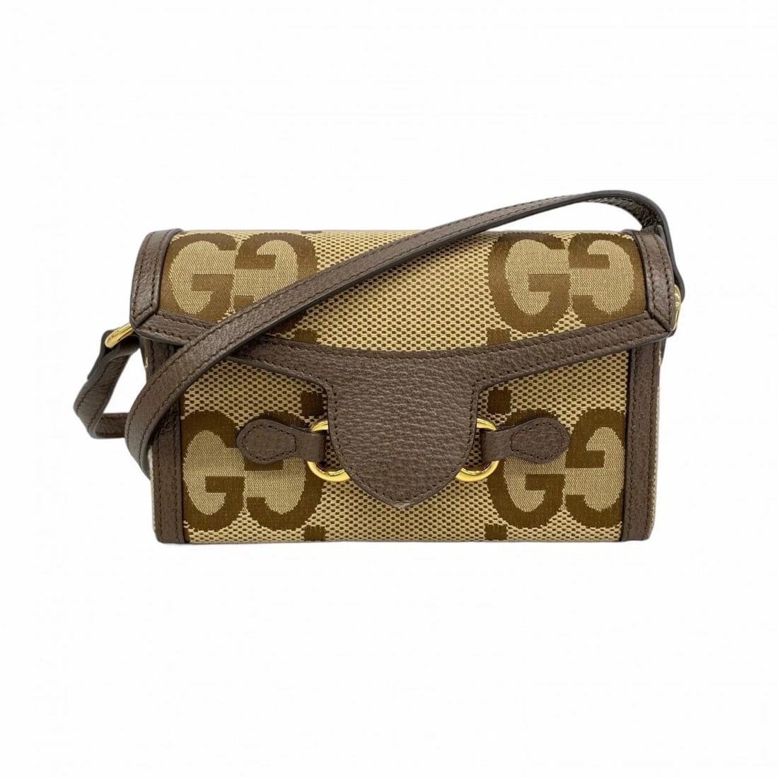 GUCCI HORSEBIT JUMBO GG SHOULDER BAG: Gucci Horsebit Jumbo GG Shoulder Bag Brand: Gucci Type/Style: Shoulder bag Material: Canvas , Leather Color: Brown Size: Size (HxWxD) 11.5cm x 18cm x 4.5cm / 4.52'' x 7.08'' x 1.77'' Accessories: