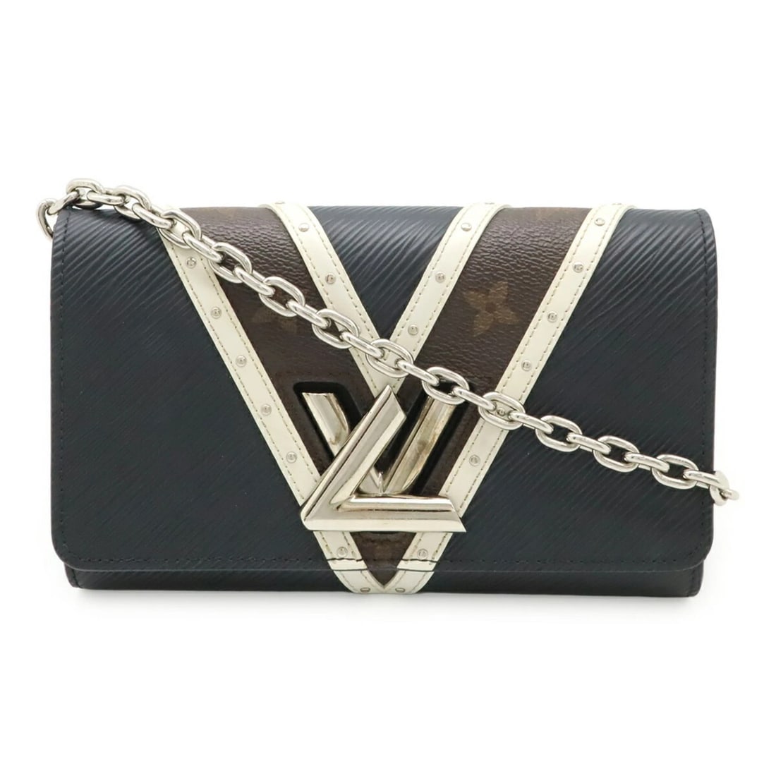 LOUIS VUITTON EPI MONOGRAM PORTEFEUILLE TWIST CHAIN WALLET SHOULDE: LOUIS VUITTON Epi Monogram Portefeuille Twist Chain Wallet Shoulde Brand: Louis Vuitton Type/Style: Chain/Shoulder wallet Material: Epi leather , Monogram Color: Black, Brown, Noir Size: Size (HxW