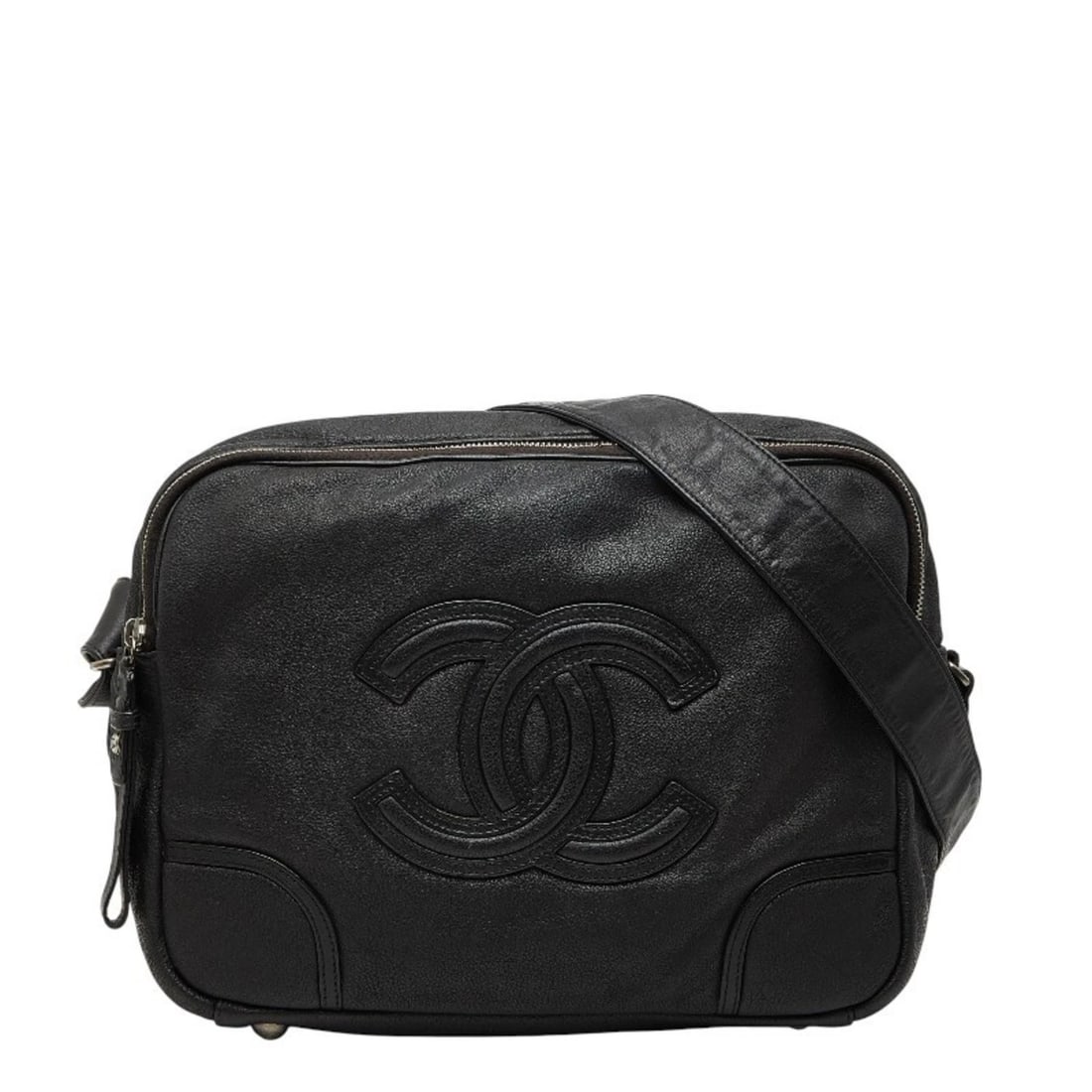 CHANEL COCO MARK SHOULDER BAG BLACK LEATHER (1 of 11)