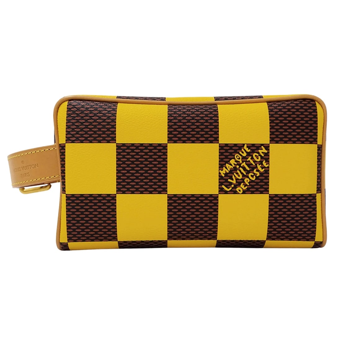 LOUIS VUITTON DAMIER POP MEN'S CLUTCH BAG: Louis Vuitton Damier Pop Men's Clutch Bag Brand: Louis Vuitton Type/Style: Clutch bag Material: Damier Canvas Color: Yellow/Brown Size: Size (HxWxD) 13cm x 22cm x 12cm / 5.11'' x 8.66'' x 4.72''