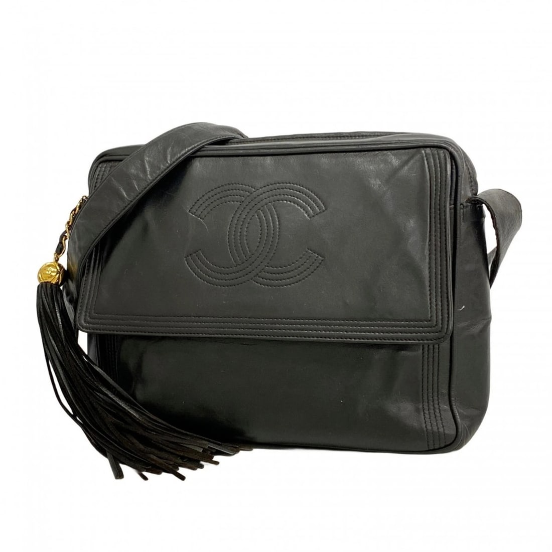 CHANEL SHOULDER BAG LAMBSKIN BLACK WOMEN'S (1 of 10)