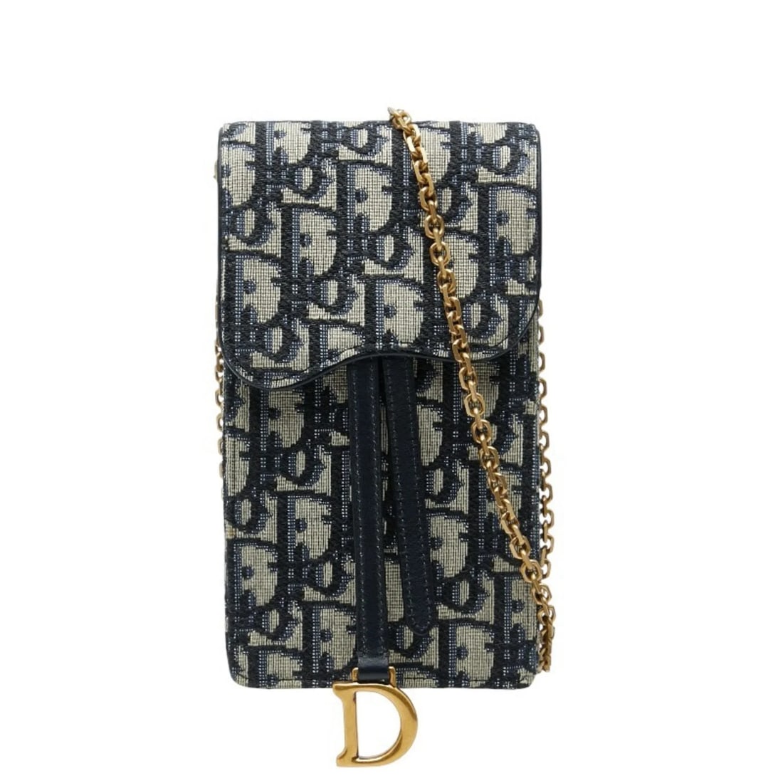 CHRISTIAN DIOR DIOR OBLIQUE CHAIN SHOULDER BAG: Christian Dior Dior Oblique Chain Shoulder Bag Brand: Christian Dior Type/Style: Shoulder bag Material: Canvas , Leather Color: Beige, Navy Size: Size (HxWxD) 18.5cm x 9.5cm x 4cm / 7.28'' x