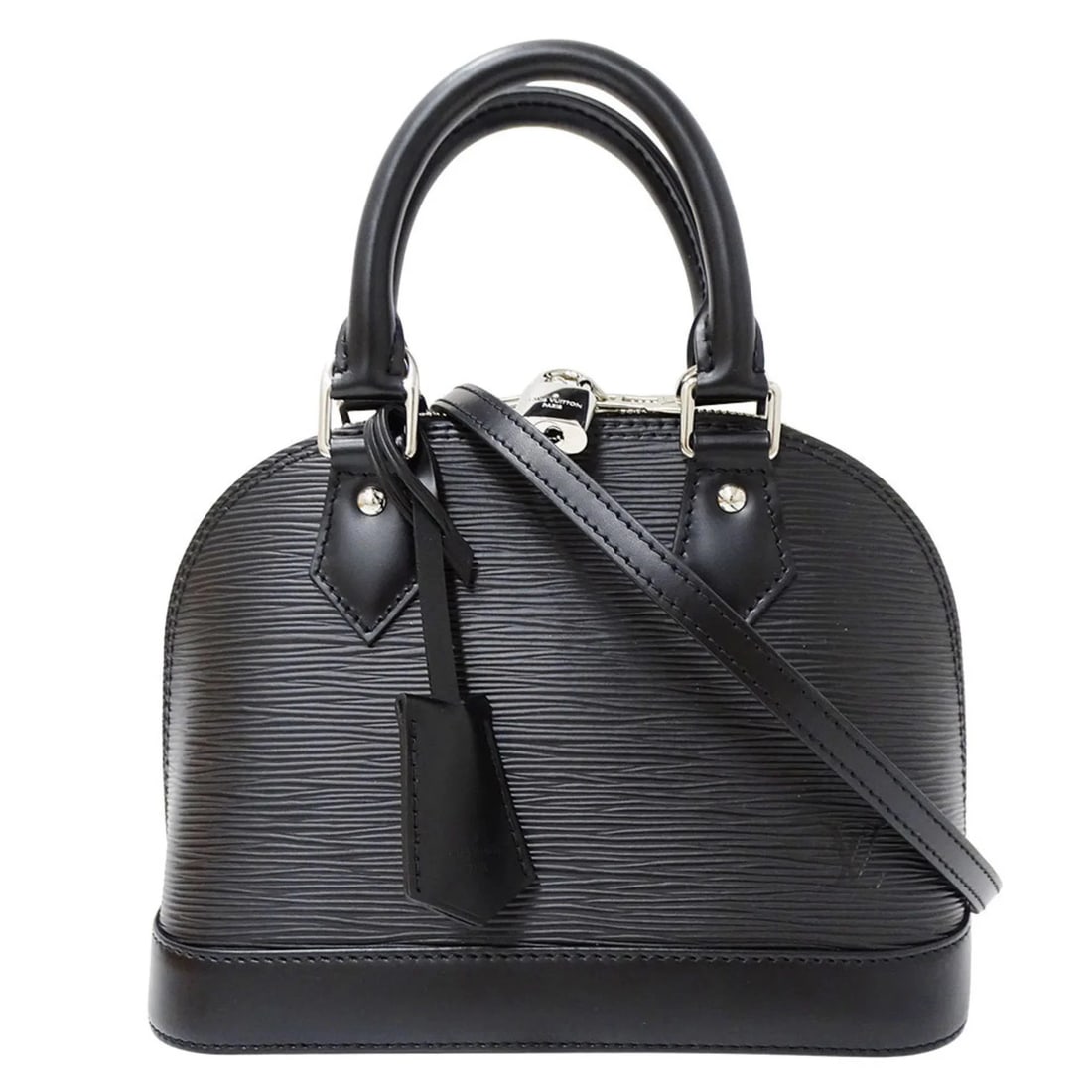 LOUIS VUITTON ALMA BB BAG IN NOIR BLACK EPI LEATHER: Louis Vuitton Alma BB Bag in Noir Black Epi Leather Brand: Louis Vuitton Type/Style: Handbag, Shoulder bag Material: Epi leather Color: Black, Noir Size: Size (HxWxD) 17cm x 23cm x 11.5cm / 6.69''