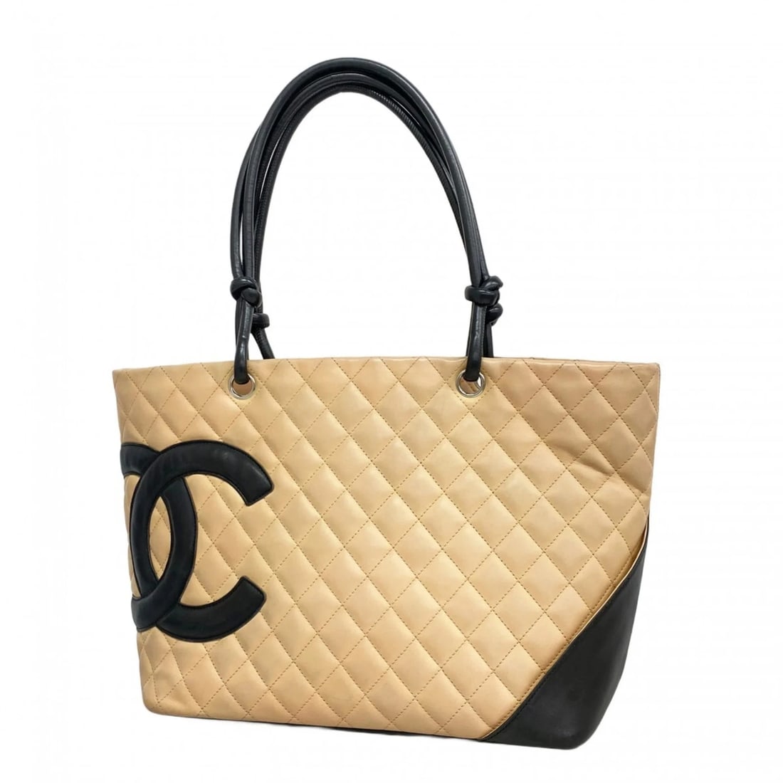 CHANEL CAMBON TOTE BAG BEIGE BLACK: Chanel Cambon Tote Bag Beige Black Brand: Chanel Type/Style: Tote bag Material: Leather Color: Beige, Black Size: Size (HxWxD) 25cm x 29cm x 14cm / 9.84'' x 11.41'' x 5.51'' Accessories: None