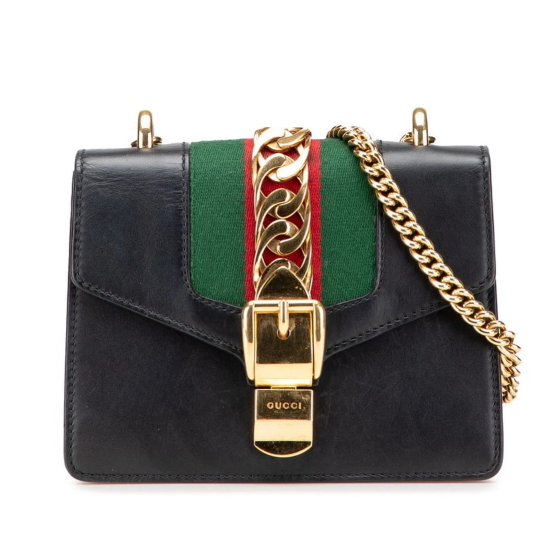 GUCCI SYLVIE MINI CHAIN SHOULDER BAG BLACK (1 of 8)