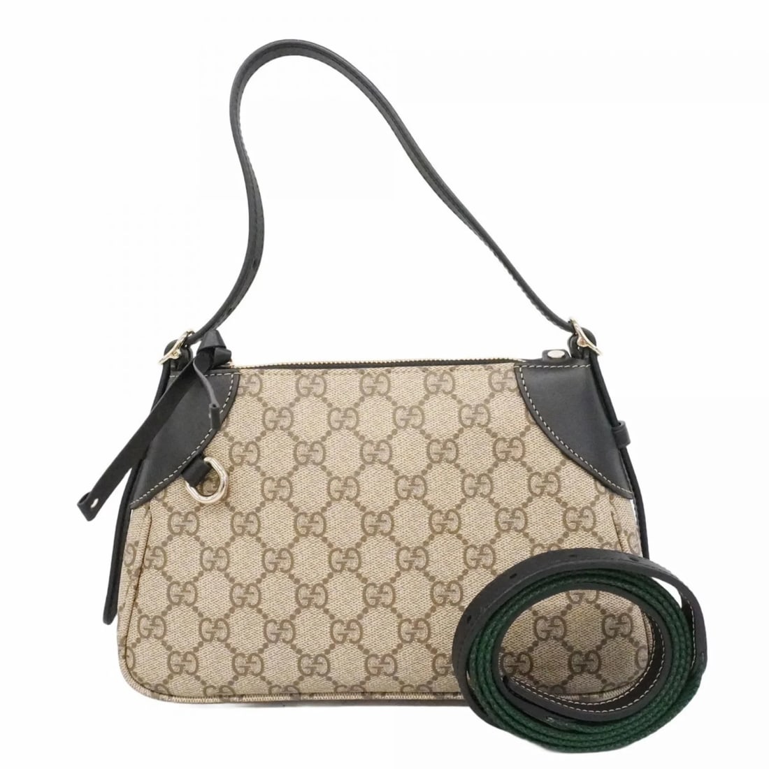 GUCCI GG SUPREME SHERRY LINE HANDBAG: Gucci GG Supreme Sherry Line Handbag Brand: Gucci Type/Style: Handbag Material: PVC Color: Black, Brown Size: Size (HxWxD) 15cm x 24.5cm x 5.5cm / 5.9'' x 9.64'' x 2.16'' Accessories: None