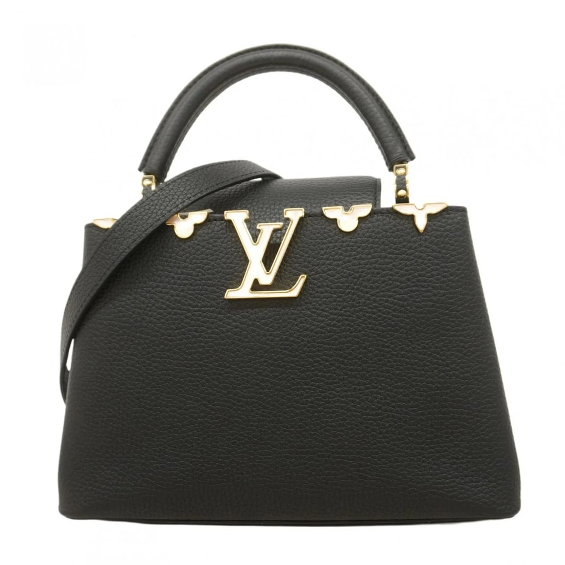 LOUIS VUITTON TAURILLON CAPUCINES BB HANDBAG: Louis Vuitton Taurillon Capucines BB Handbag Brand: Louis Vuitton Type/Style: Handbag Material: Taurillon Color: Noir Size: Size (HxWxD) 20cm x 27cm x 9cm / 7.87'' x 10.62'' x 3.54'' 