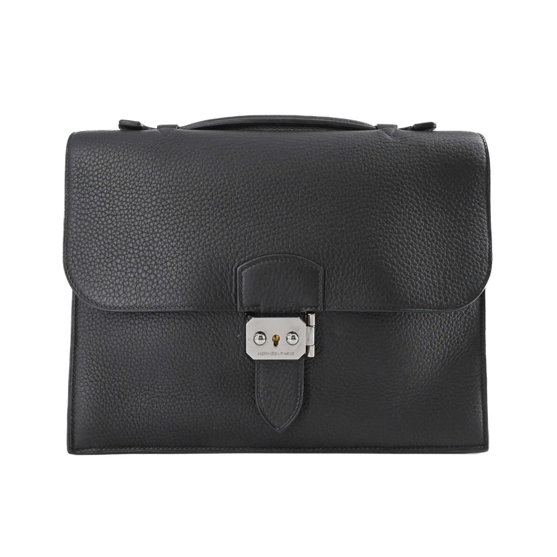 HERMES SAC A DEPECHE 27 TOTE BAG/HANDBAG: HERMES Sac a Depeche 27 Tote Bag/Handbag Brand: Hermes Type/Style: Handbag Material: Chevre leather Color: Black Size: Size (HxWxD) 22cm x 27cm x 4.5cm / 8.66'' x 10.62'' x 1.77'' 