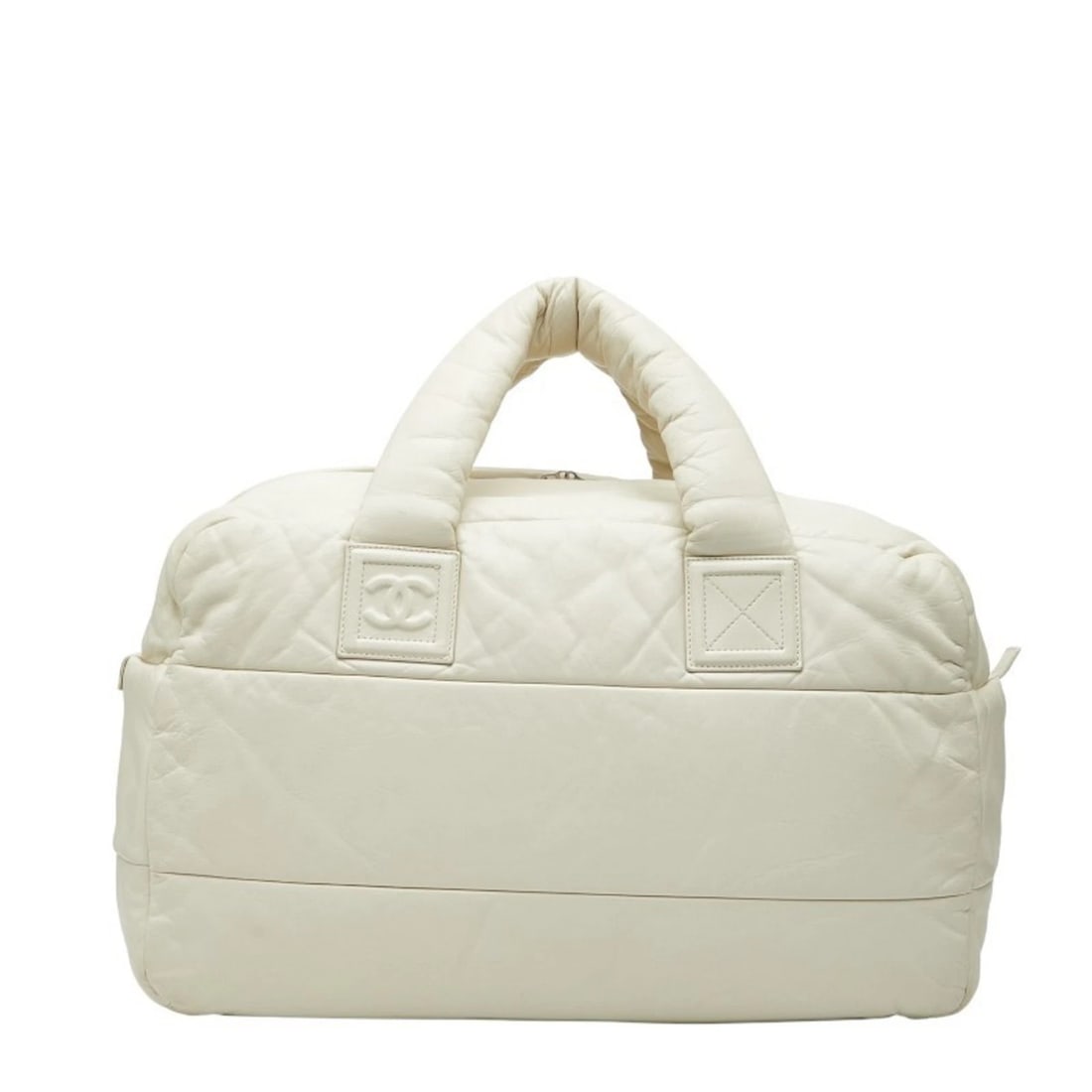 CHANEL COCO COCOON BOSTON BAG: CHANEL Coco Cocoon Boston Bag Brand: Chanel Type/Style: Boston bag Material: Leather Color: Ivory, White Size: Size (HxWxD) 25.5cm x 43cm x 17cm / 10.03'' x 16.92'' x 6.69'' Accessories: None