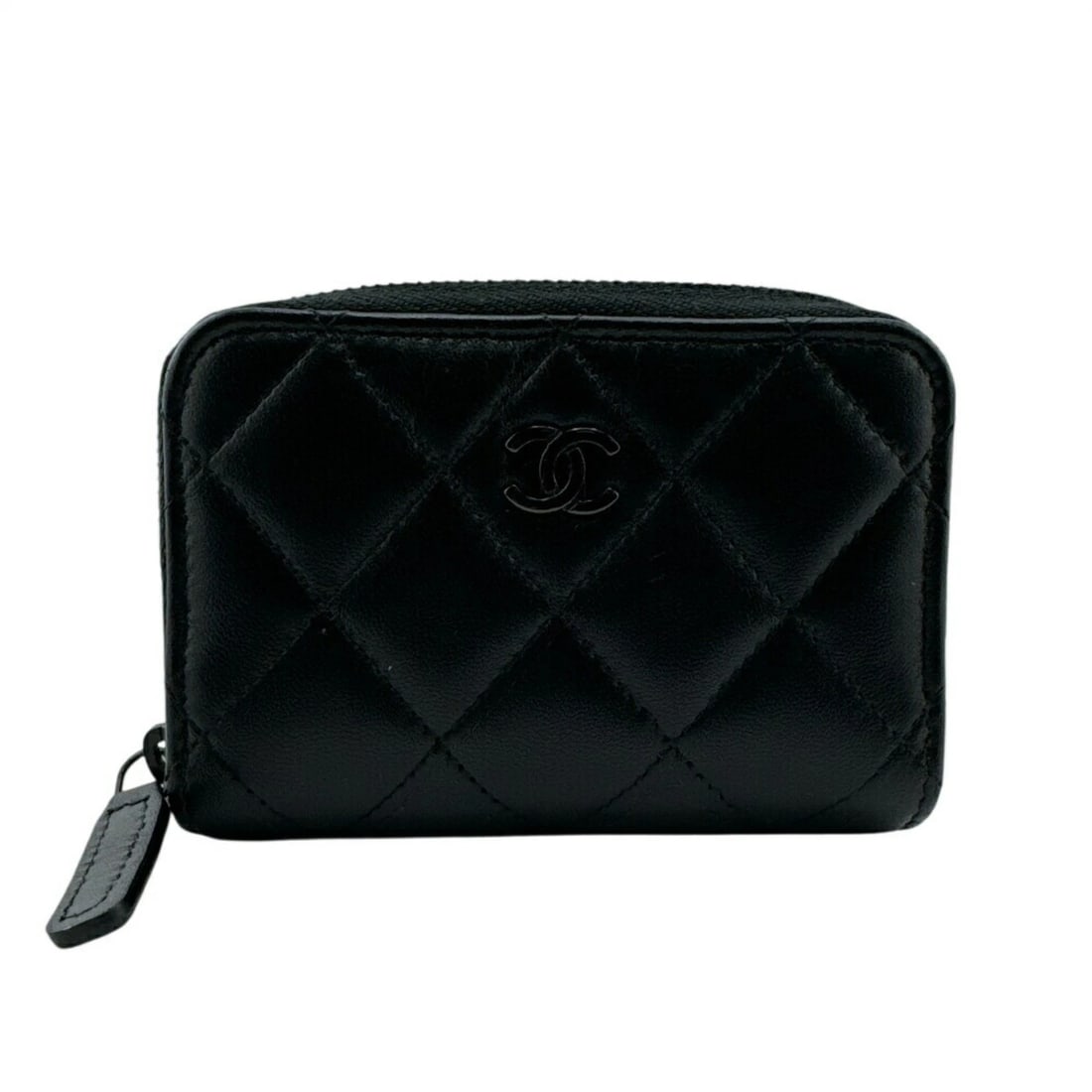 CHANEL ROUND COIN PURSE MATELASSE BLACK WOMEN'S (1 of 5)