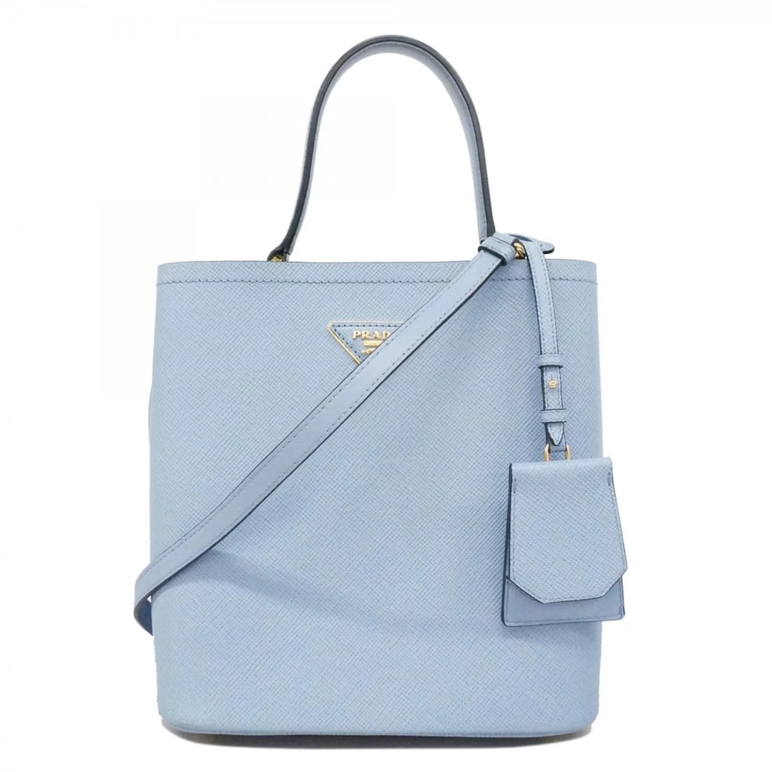 PRADA SAFFIANO PANNIER LEATHER HANDBAG BLUE WOMEN'S (1 of 7)