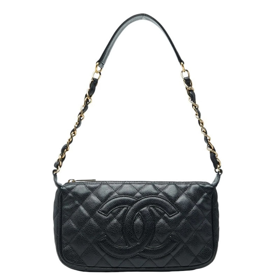 CHANEL COCO MARK MATELASSE CHAIN SHOULDER BAG: CHANEL Coco Mark Matelasse Chain Shoulder Bag Brand: Chanel Type/Style: Shoulder bag Material: Grained Calfskin Color: Black Size: Size (HxWxD) 14cm x 24cm x 4cm / 5.51'' x 9.44'' x 1.57''