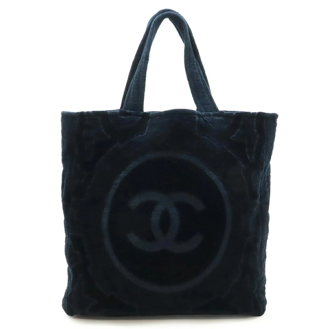 CHANEL COCO MARK BEACH TOTE BAG: CHANEL Coco Mark Beach Tote Bag Brand: Chanel Type/Style: Beach bag, Shoulder bag, Tote bag Material: Pile fabric Color: Black Size: Size (HxWxD) 44cm x 41.5cm x 10cm / 17.32'' x 16.33'' x 3.93''