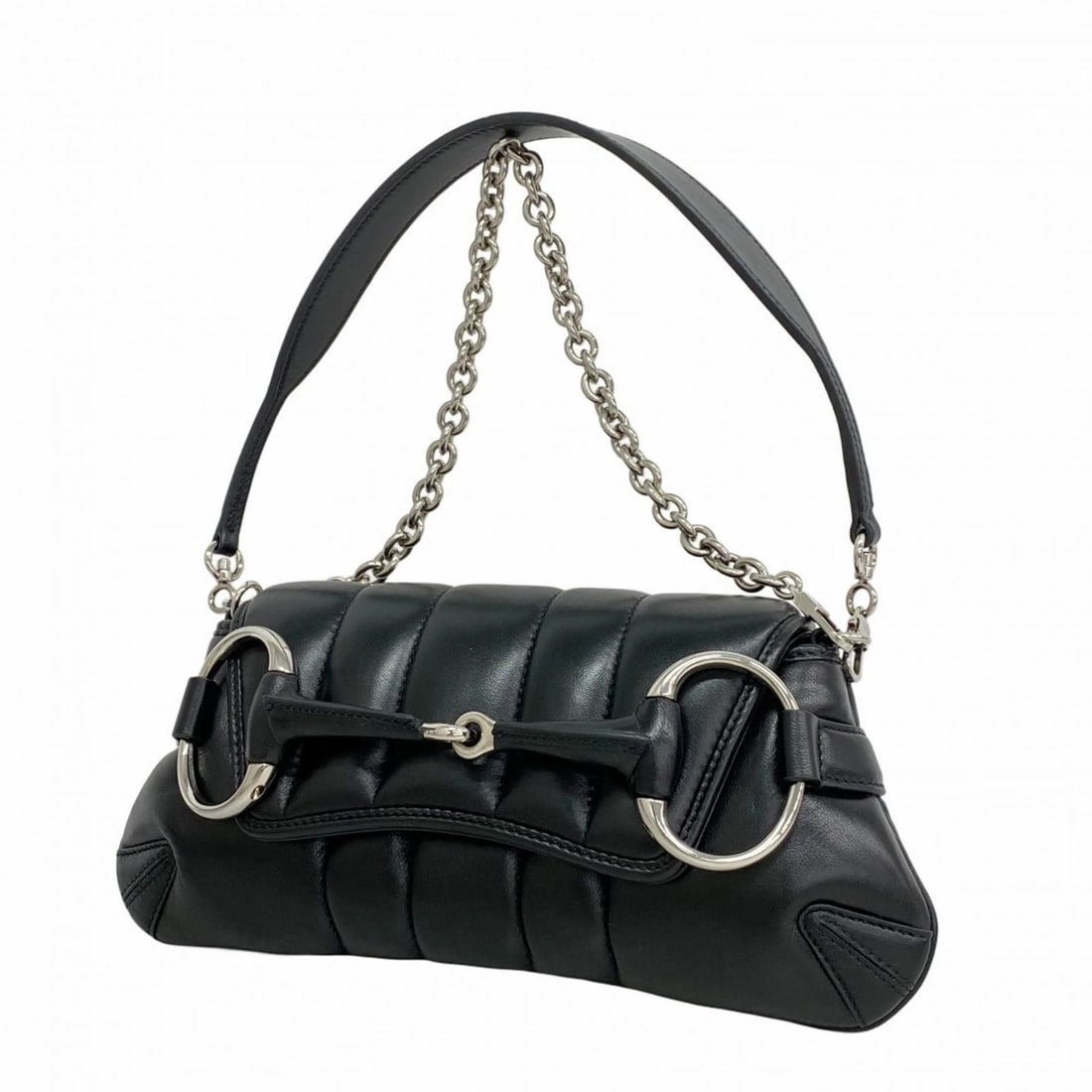 GUCCI HORSEBIT HANDBAG LEATHER BLACK 2-WAY BAG: Gucci Horsebit Handbag Leather Black 2-Way Bag Brand: Gucci Type/Style: Handbag Material: Leather Color: Black Size: Size (HxWxD) 13cm x 27cm x 2cm / 5.11'' x 10.62'' x 0.78'' Accessories: None
