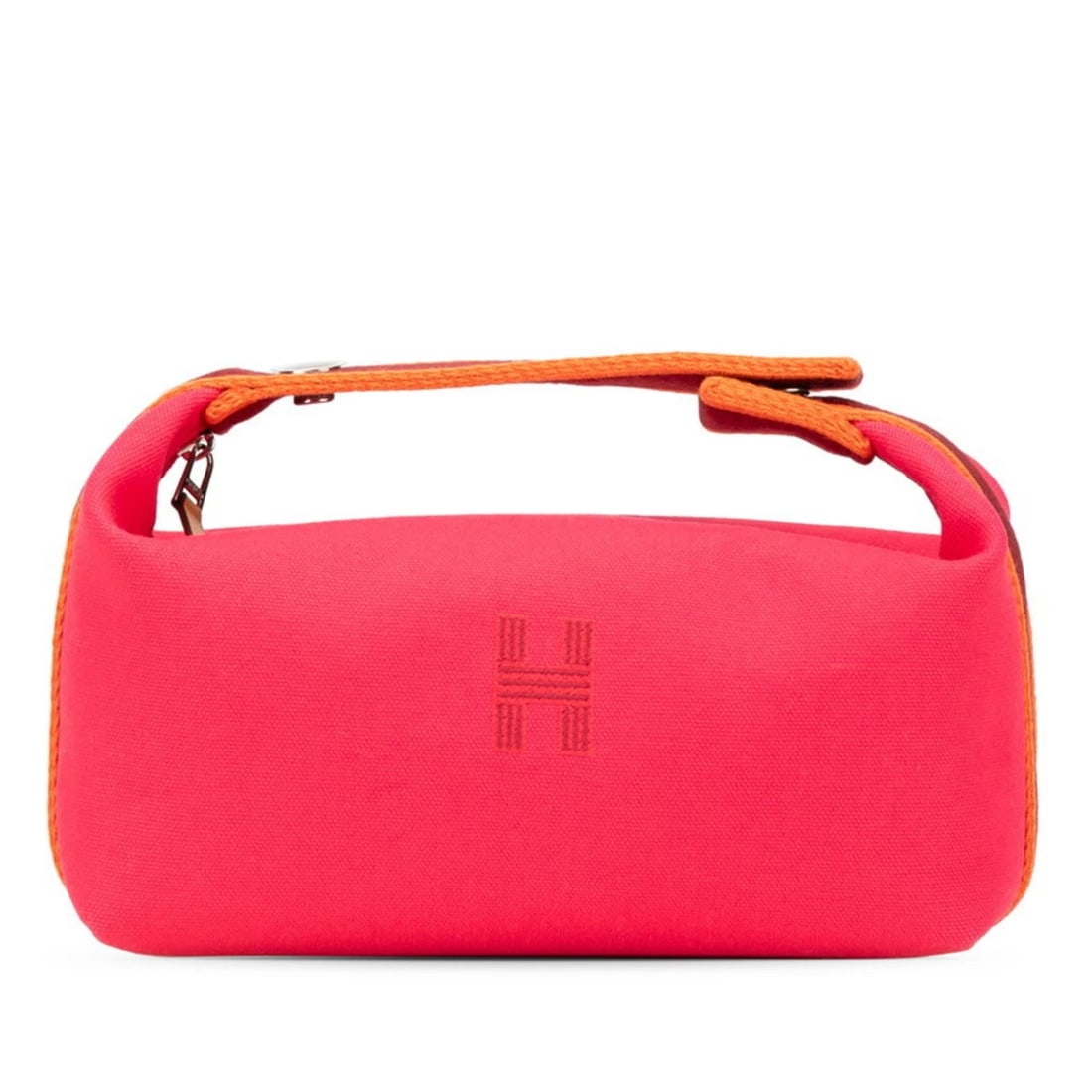 HERMES BRIDES A BLACK PM HANDBAG: Hermes Brides A Black PM Handbag Brand: Hermes Type/Style: Handbag Material: Canvas Color: Orange, Pink Size: Size (HxWxD) 10cm x 20.5cm x 12cm / 3.93'' x 8.07'' x 4.72'' Accessories: None