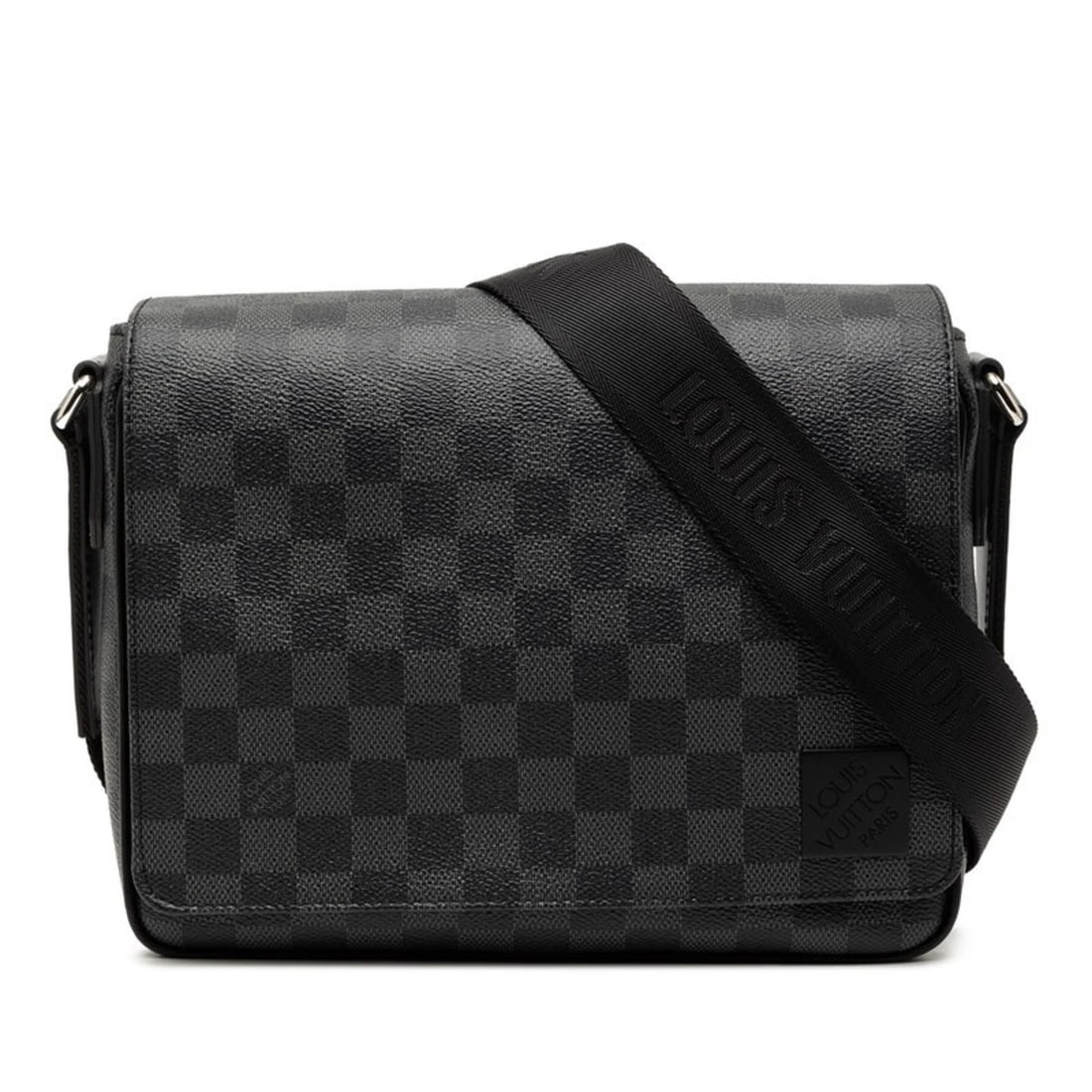 LOUIS VUITTON DAMIER GRAPHITE DISTRICT PM MESSENGER BAG/: Louis Vuitton Damier Graphite District PM Messenger Bag/ Brand: Louis Vuitton Type/Style: Messenger bag, Shoulder bag Material: PVC Color: Black Size: Size (HxWxD) 20cm x 25cm x 7cm / 7.87'' x