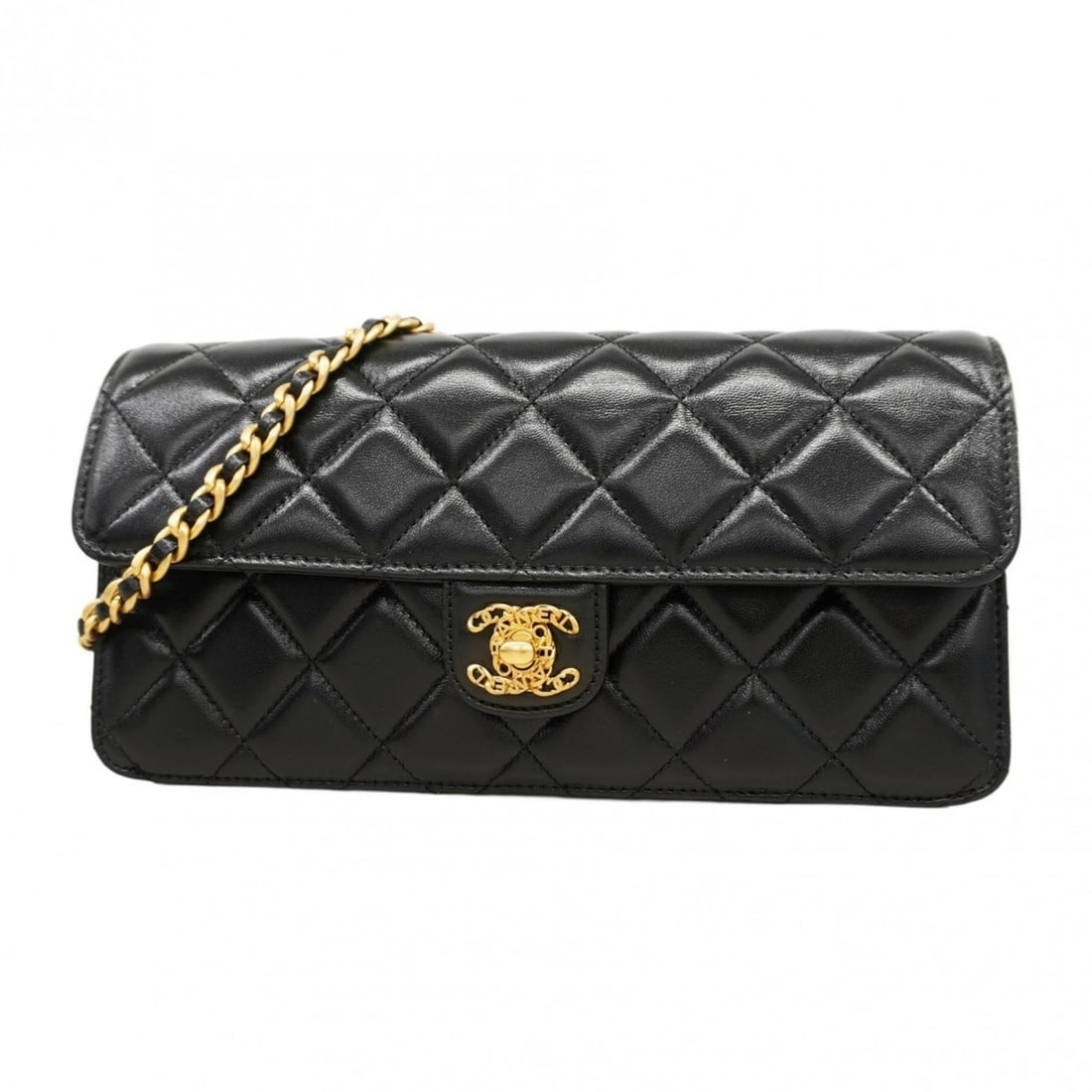 CHANEL MATELASSE SHOULDER BAG WITH CHAIN BAG: Chanel Matelasse Shoulder Bag with Chain Bag Brand: Chanel Type/Style: Shoulder bag Material: Leather Color: Black Size: Size (HxWxD) 13cm x 24.5cm x 4cm / 5.11'' x 9.64'' x 1.57'' 