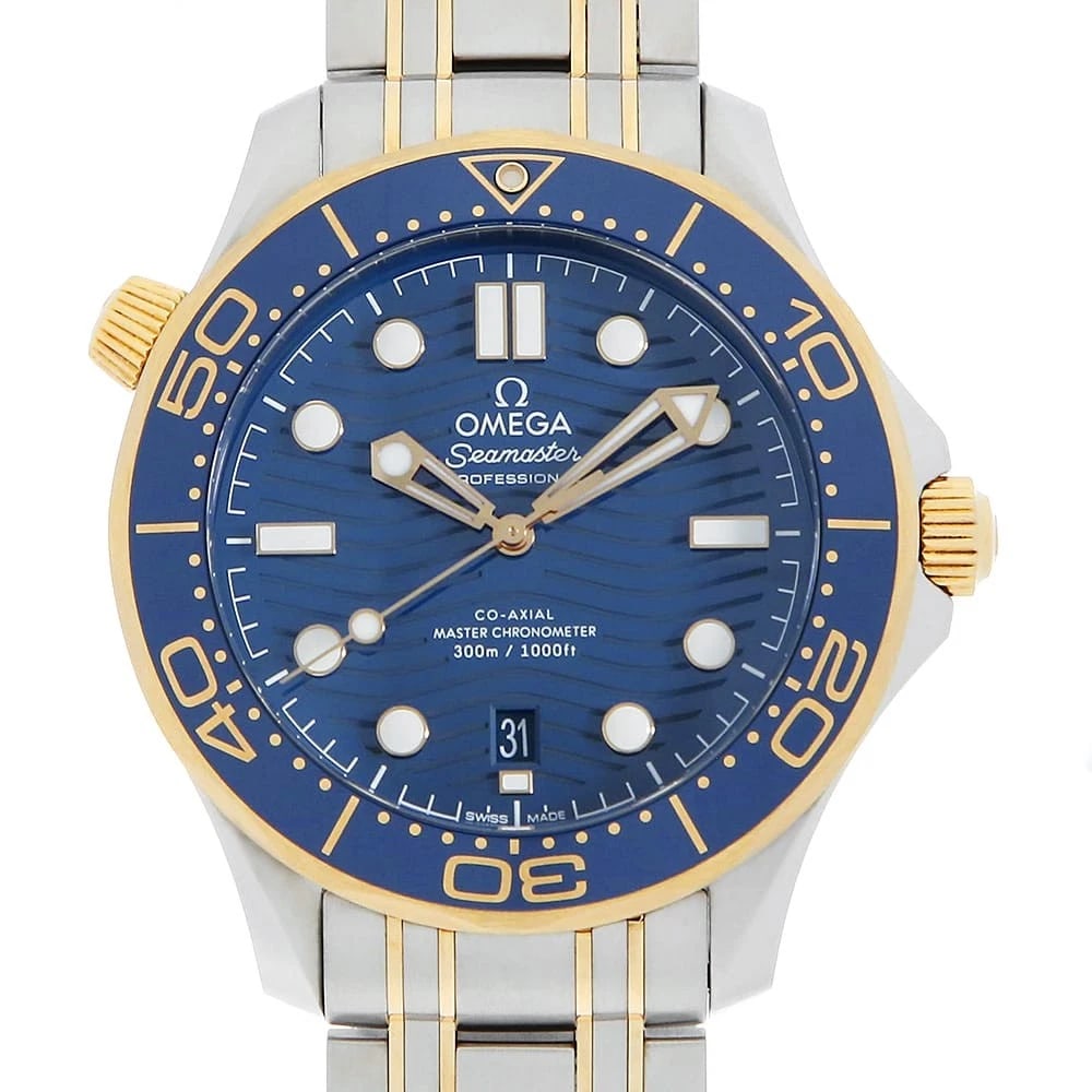 OMEGA SEAMASTER DIVER CO-AXIAL MASTER CHRONOMETER WRIST WATCH: OMEGA Seamaster Diver Co-Axial Master Chronometer Wrist Watch Brand: OMEGA Type: Wrist watch Material: Band Material Stainless Steel/Yellow Gold, Case Material Stainless Steel Color: Blue Size: Ca
