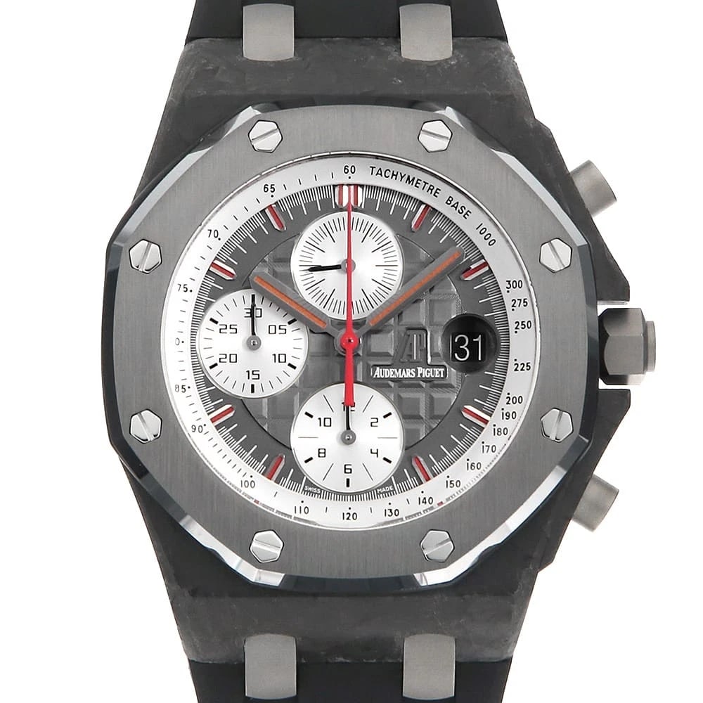 AUDEMARS PIGUET ROYAL OAK OFFSHORE JARNO TRULLI WRIST WATCH: AUDEMARS PIGUET Royal Oak Offshore Jarno Trulli Wrist Watch Brand: AUDEMARS PIGUET Type: Wrist watch Material: Band Material rubber, Case Material Carbon Color: Gray Size: Case:W42mm Accessories: