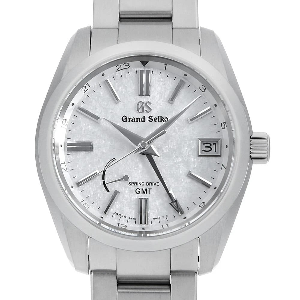 GRAND SEIKO HERITAGE COLLECTION SPRING DRIVE GMT WRIST WATCH: Grand Seiko Heritage Collection Spring Drive GMT Wrist Watch Brand: Grand Seiko Type: Wrist watch Material: Band Material Stainless Steel, Case Material Stainless Steel Color: Silver Size: Case:W4