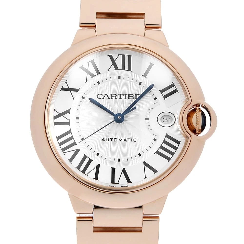 CARTIER BARON BLUE SECOND HAND WRIST WATCH: Cartier Baron blue second hand Wrist Watch Brand: Cartier Type: Wrist watch Material: Band Material Pink Gold, Case Material Pink Gold Color: Silver Size: Case:W40mm Circumference of Wrist:19.5cm