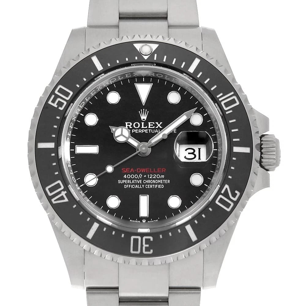 ROLEX SEA-DWELLER WITH CROWN BLACK WRIST WATCH: ROLEX SEA-DWELLER with crown black Wrist Watch Brand: ROLEX Type: Wrist watch Material: Band Material Stainless Steel, Case Material Stainless Steel Color: Black Size: Case:W43mm Circumference of