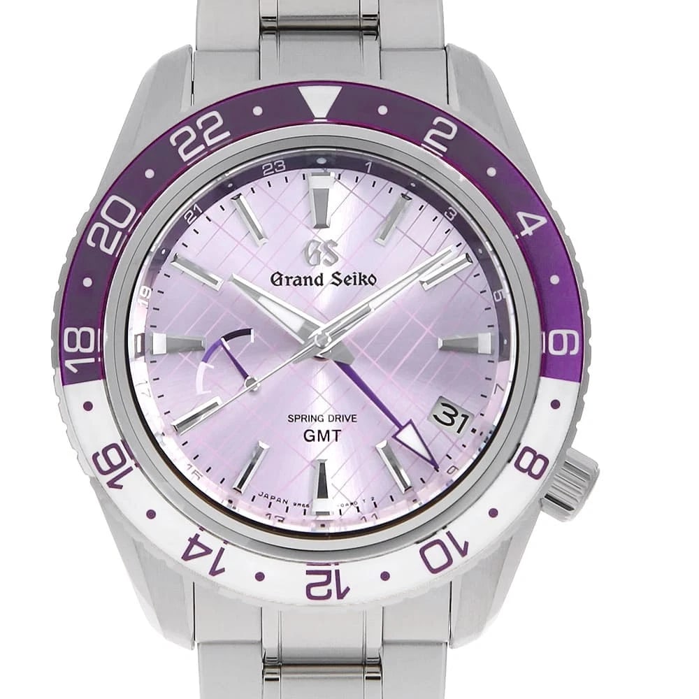GRAND SEIKO SPORTS COLLECTION SPRING DRIVE GMT GINZA WRIST WATCH: Grand Seiko Sports Collection Spring Drive GMT Ginza Wrist Watch Brand: Grand Seiko Type: Wrist watch Material: Band Material Stainless Steel, Case Material Stainless Steel Color: Purple Size: Cas