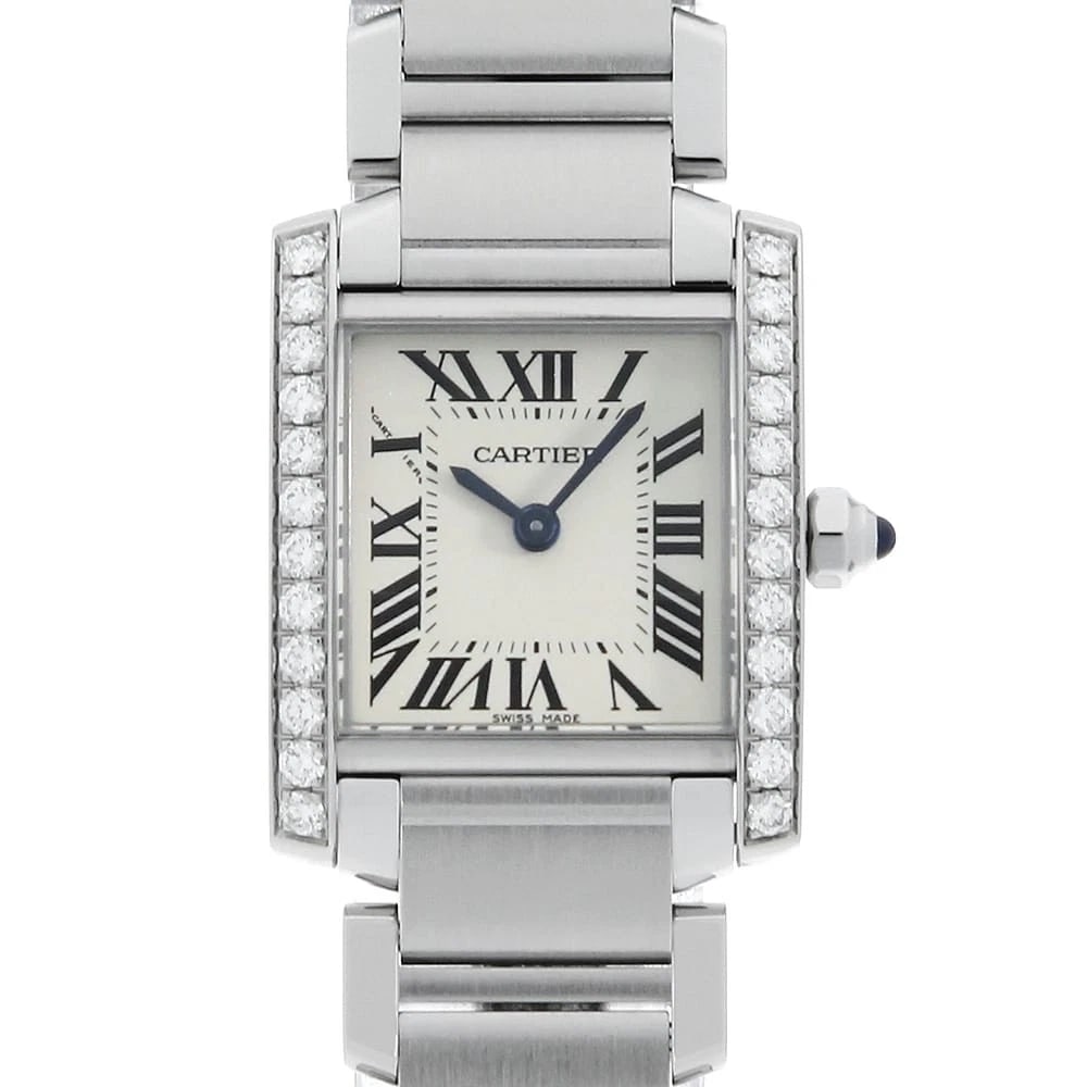 CARTIER TANK FRANCAISE SECOND HAND WRIST WATCH: Cartier Tank francaise second hand Wrist Watch Brand: Cartier Type: Wrist watch Material: Band Material Stainless Steel, Case Material Stainless Steel Color: Ivory Size: Case:W25.35mm x H20.3mm Ci