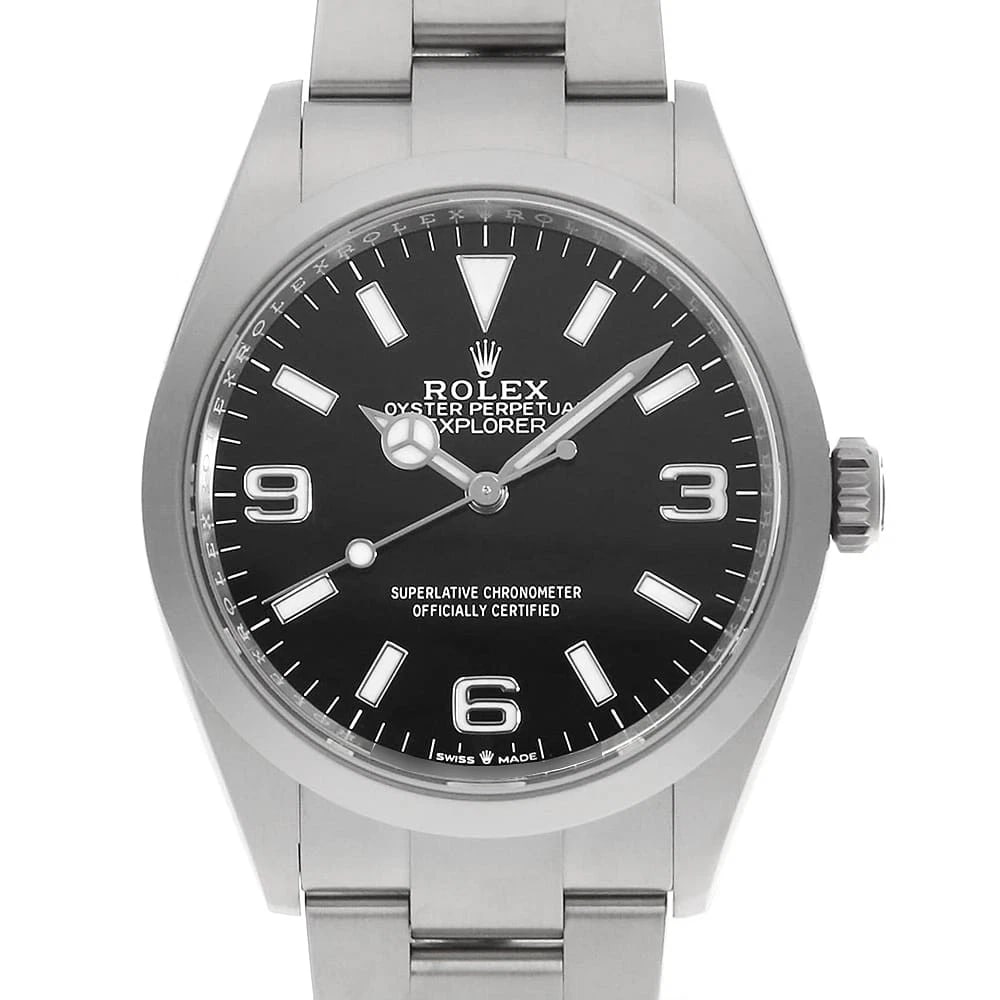 ROLEX EXPLORER 36 BLACK WRIST WATCH: ROLEX Explorer 36 black Wrist Watch Brand: ROLEX Type: Wrist watch Material: Band Material Stainless Steel, Case Material Stainless Steel Color: Black Size: Case:W36mm Circumference of