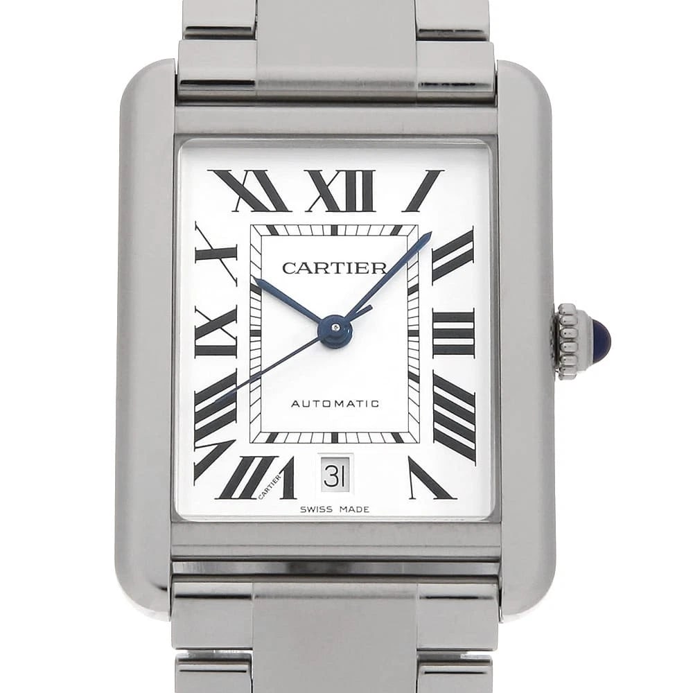 CARTIER TANK SOLO WRIST WATCH: Cartier Tank solo Wrist Watch Brand: Cartier Type: Wrist watch Material: Band Material Stainless Steel, Case Material Stainless Steel Color: Silver Size: Case:W40.85mm x H31mm Circumference of Wri