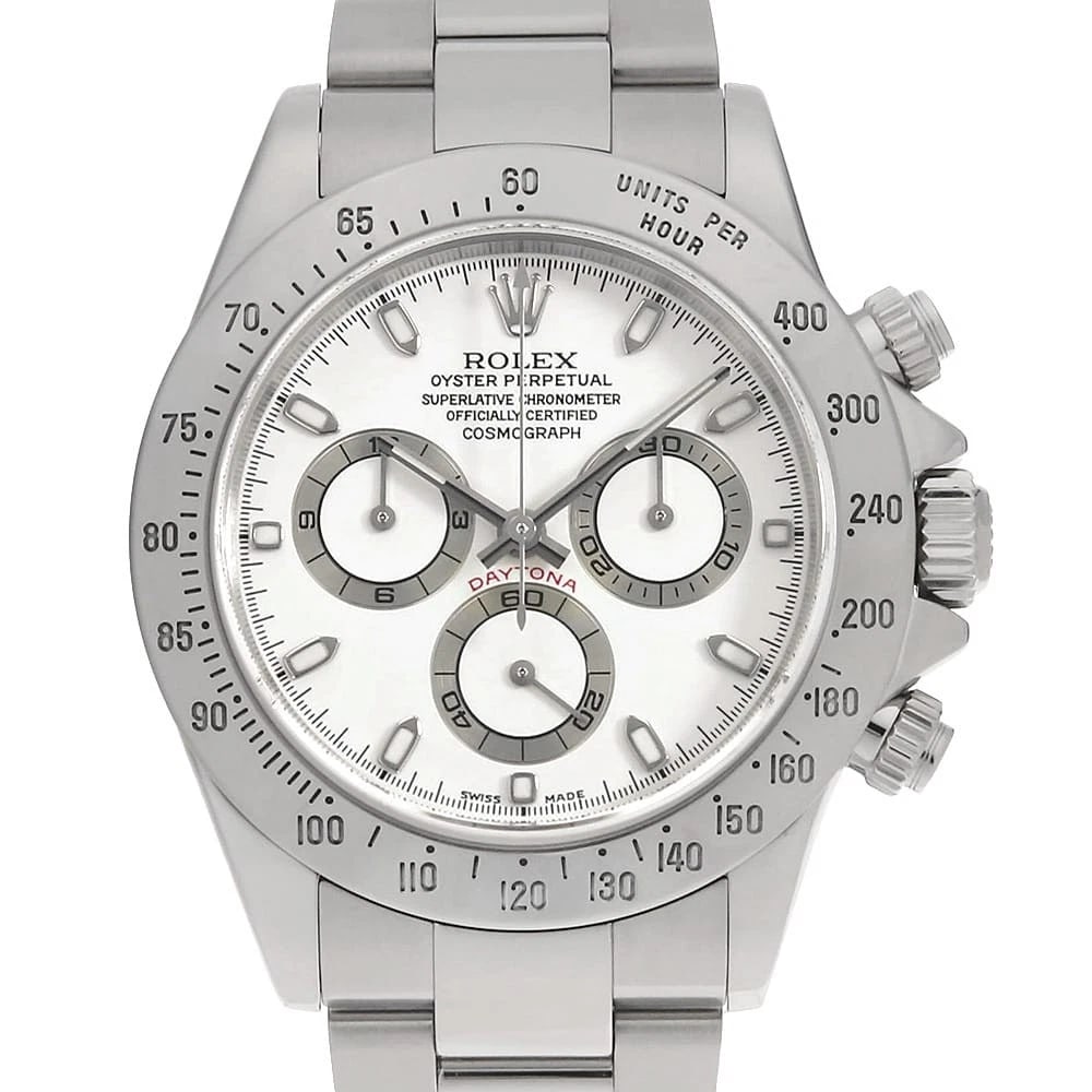 ROLEX COSMOGRAPH DAYTONA CREAM WRIST WATCH: ROLEX Cosmograph Daytona cream Wrist Watch Brand: ROLEX Type: Wrist watch Material: Band Material Stainless Steel, Case Material Stainless Steel Color: Ivory Size: Case:W40mm Circumference of Wris