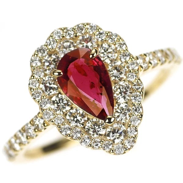 BRAND NEW K18YG UNHEATED PIGEON BLOOD RUBY DIAMOND RING (1 of 3)