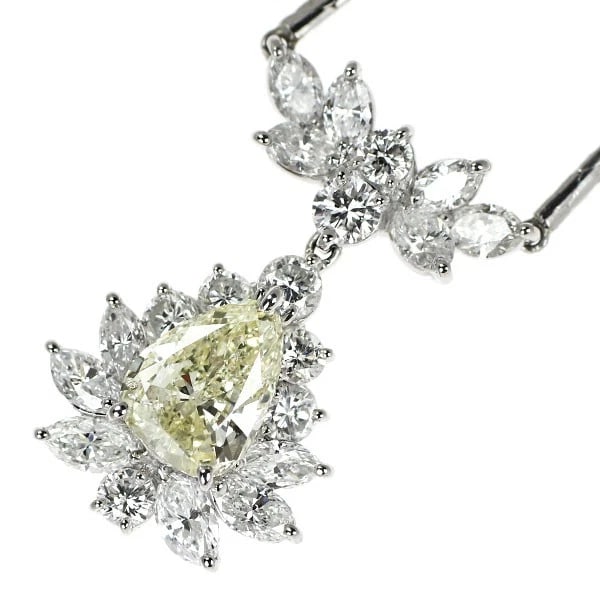 PT900/ PT850 PEAR SHAPE DIAMOND PENDANT NECKLACE: Pt900/ Pt850 Pear Shape Diamond Pendant Necklace Brand: None Type/Style: Pendant Necklace Material: Metal Purity 850, Metal Platinum, Main Stone/Creation Natural Color: None Size: Necklace: