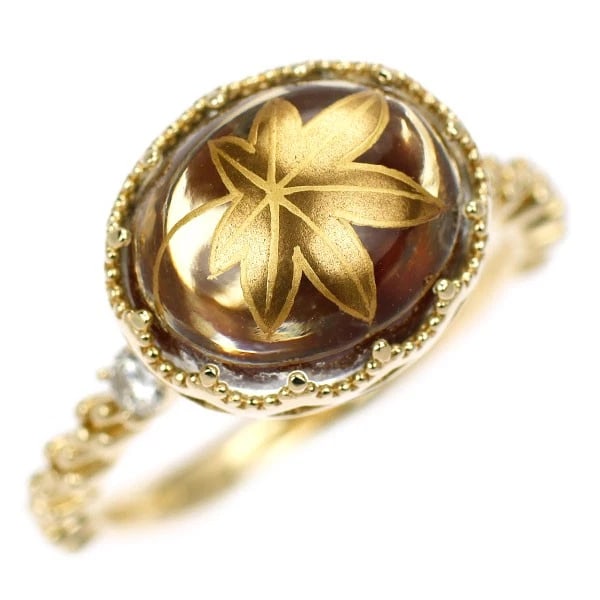 K18YG QUARTZ DIAMOND RING: K18YG Quartz Diamond Ring Brand: None Type/Style: Ring Material: Metal Purity K18, Metal Gold, Main Stone/Creation quartz Color: Yellow Gold Size: 6 US Accessories: None Accessories Notice: