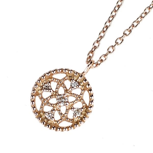 K18PG DIAMOND PENDANT NECKLACE: K18PG diamond pendant necklace Brand: None Type/Style: Pendant Necklace Material: Metal Purity None, Metal K18PG, Main Stone/Creation Natural Color: None Size: Necklace: Chain Length 40.5 