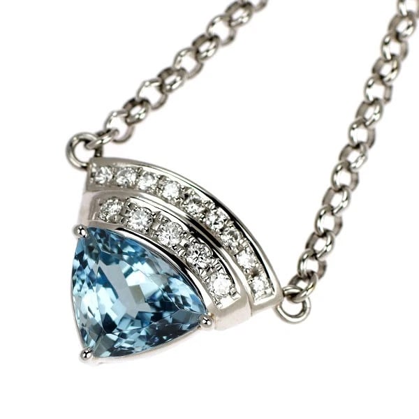PT900/ PT850 AQUAMARINE DIAMOND PENDANT NECKLACE: Pt900/ Pt850 Aquamarine Diamond Pendant Necklace Brand: None Type/Style: Pendant Necklace Material: Metal Purity 850, Metal Platinum, Main Stone/Creation Aquamarine Color: None Size: Necklace:
