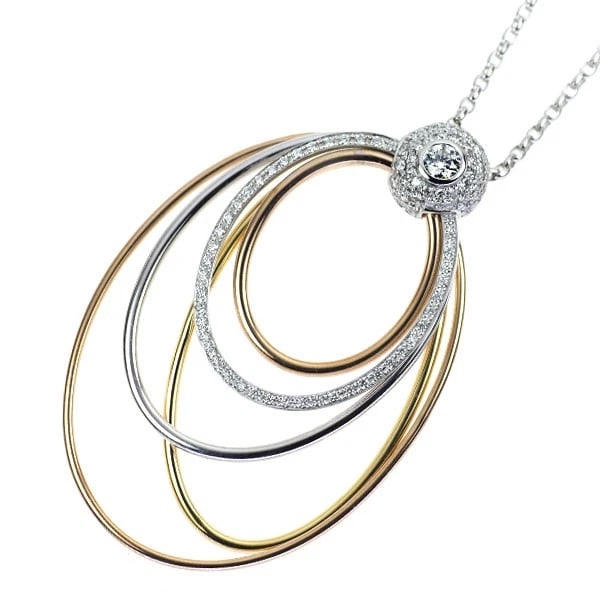 FOREVERMARK K18WGYGPG DIAMOND PENDANT NECKLACE: Forevermark K18WGYGPG Diamond Pendant Necklace Brand: None Type/Style: Pendant Necklace Material: Metal Purity K18, Metal Gold, Main Stone/Creation Natural Color: None Size: Necklace: Chain