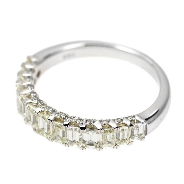 PT950 EMERALD CUT/ROUND DIAMOND RING - 2
