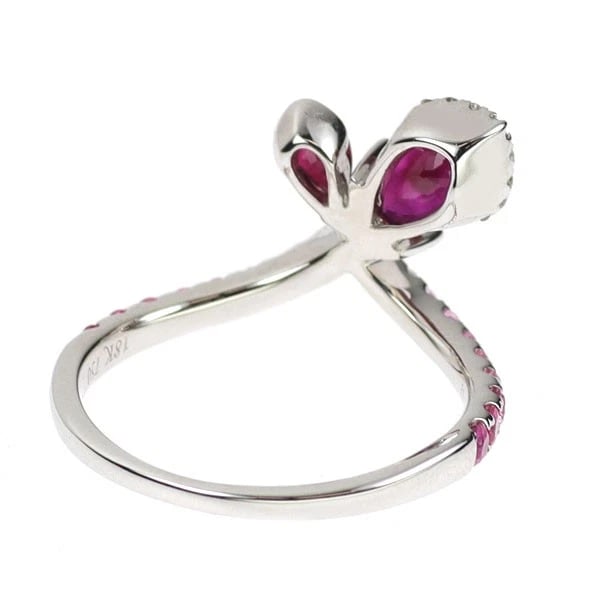 K18WG RUBY PINK SAPPHIRE DIAMOND RING - 2