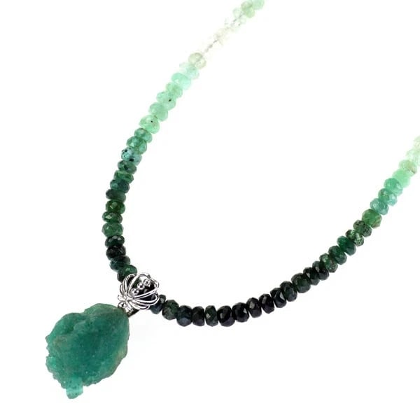 EMERALD/BERYL/ K18WG EMERALD CRYSTAL NECKLACE (1 of 2)