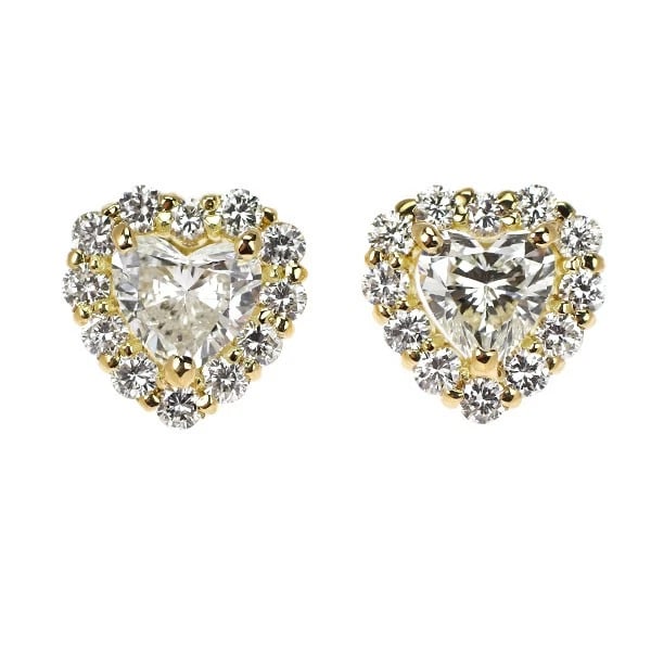 BRAND NEW K18YG HEART SHAPE DIAMOND EARRINGS: Brand New K18YG Heart Shape Diamond Earrings Brand: None Type/Style: piercing Material: Metal Purity K18, Metal Gold, Main Stone/Creation Natural Color: None Size: Length/Width/Diameter10.0 