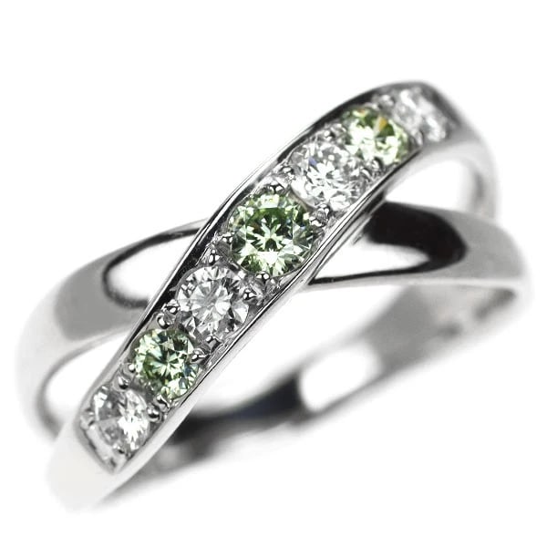 PT950 TREAT GREEN DIAMOND RING: Pt950 treat green diamond ring Brand: None Type/Style: Ring Material: Metal Purity 950, Metal Platinum, Main Stone/Creation Natural Color: None Size: 8.25 - 8.5 US Accessories: None