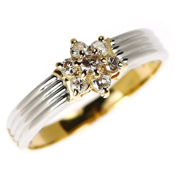 PT900/ K18YG DIAMOND RING: Pt900/ K18YG diamond ring Brand: None Type/Style: Ring Material: Metal Purity K18, Metal Gold, Main Stone/Creation Natural Color: Platinum Yellow Gold Size: 5.5 - 5.75 US Accessories: None
